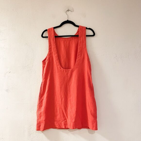 Free People Full of Sunshine Linen Mini Dress in Aged Coral XS - Picture 3 of 7